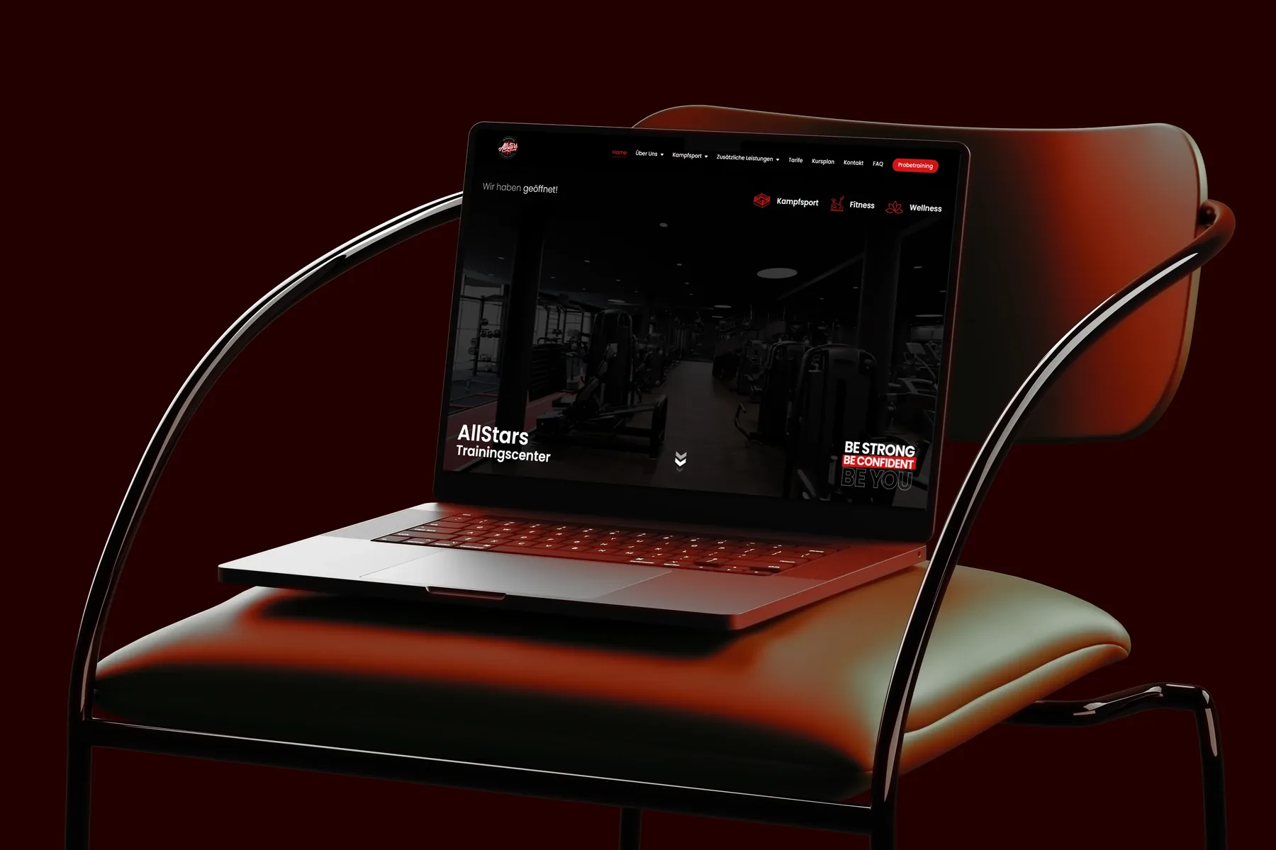 Webseite des AllStars Trainingscenters auf dem Laptop